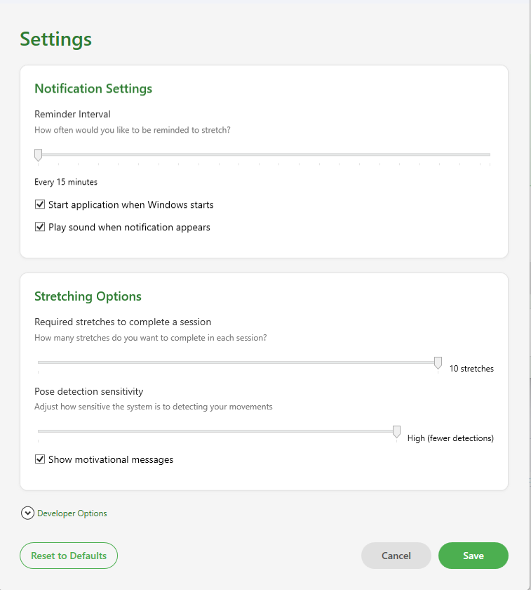 Settings Window