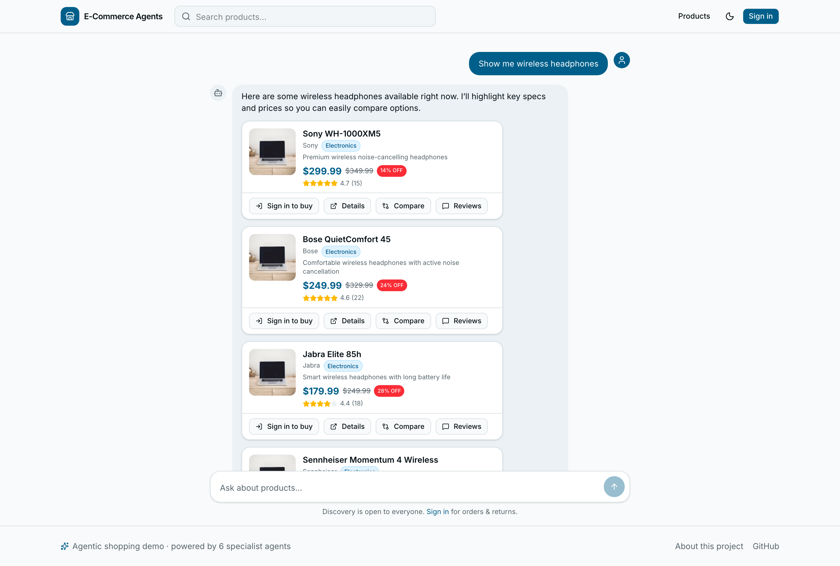 Public AI shopping assistant
