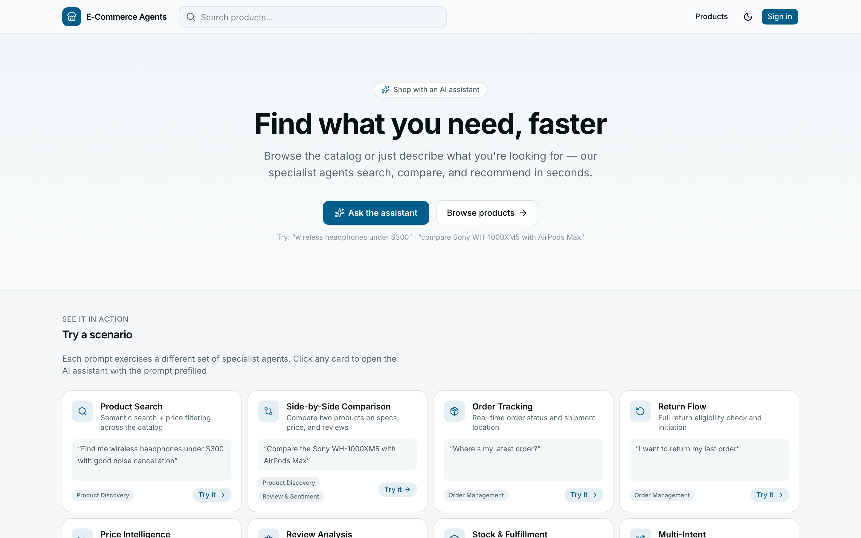 Public storefront — browse without signing in