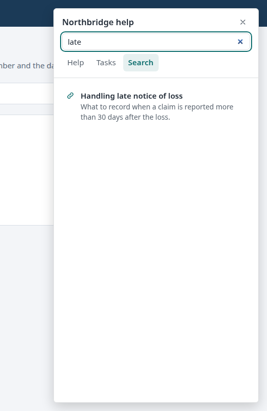 The Search tab with a query typed