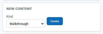 The kind picker in New content