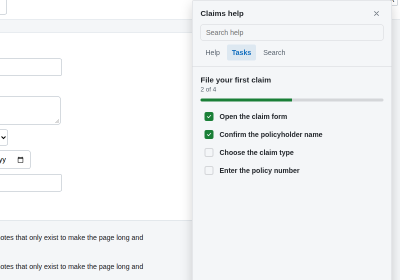 Resource centre with checklist progress