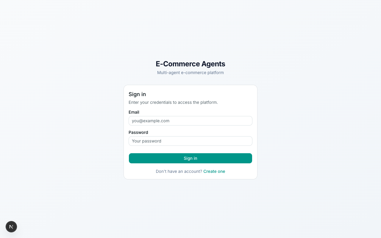 ECommerce Agents login page