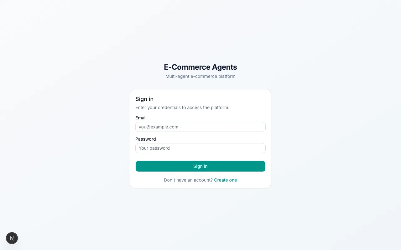 ECommerce Agents login page