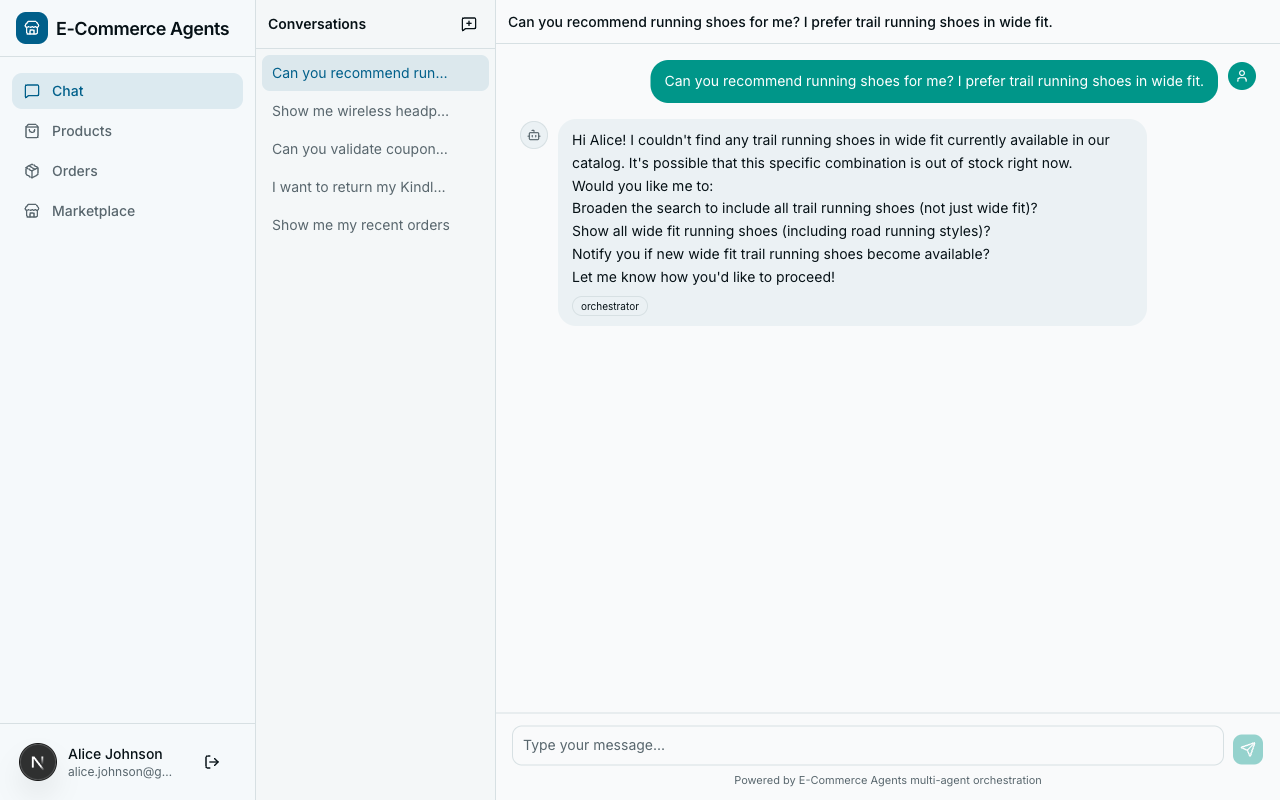 Chat response using stored memory to personalize product recommendations