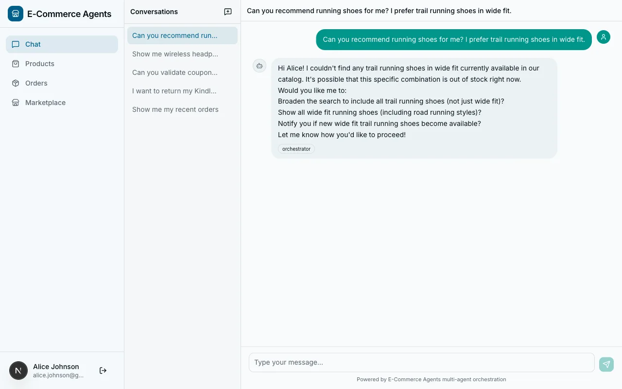 Chat showing a generic response with no memory of user preferences