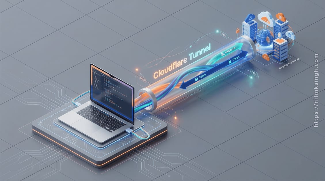 Cloudflare Tunnel routing localhost through Cloudflare's edge to the public internet