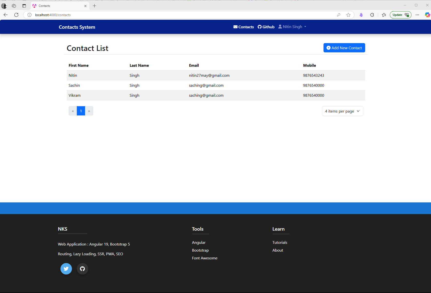 Contacts List