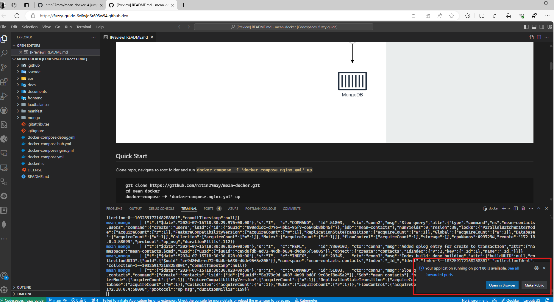 codespace port forward